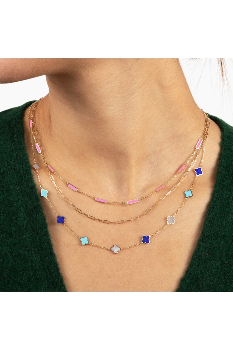 Bubblegum Pink Bar Chain Necklace, Alternate, color, Bubblegum Pink