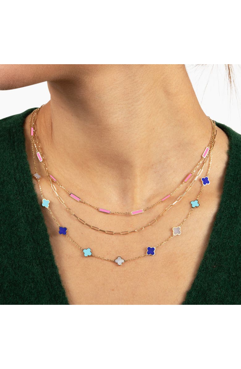 The Lovery Fine Jewelry Bubblegum Pink Bar Chain Necklace, Alternate, color, Bubblegum Pink