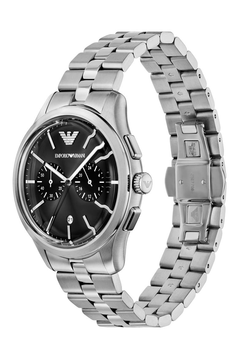 Chronograph Bracelet Watch, 42mm, Alternate, color, SILVER/ BLACK DIAL