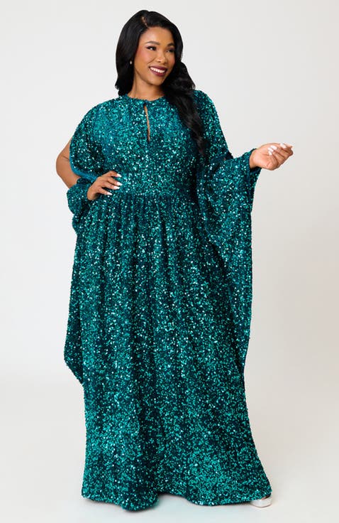 Plus Size 1960s Flutter Sleeve Caftan