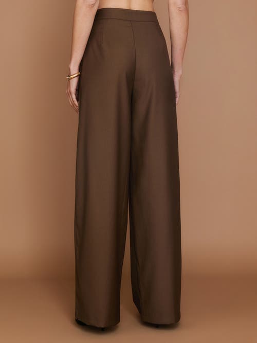 Six Stories Meredith Tailored Wide Leg Pants In Brown