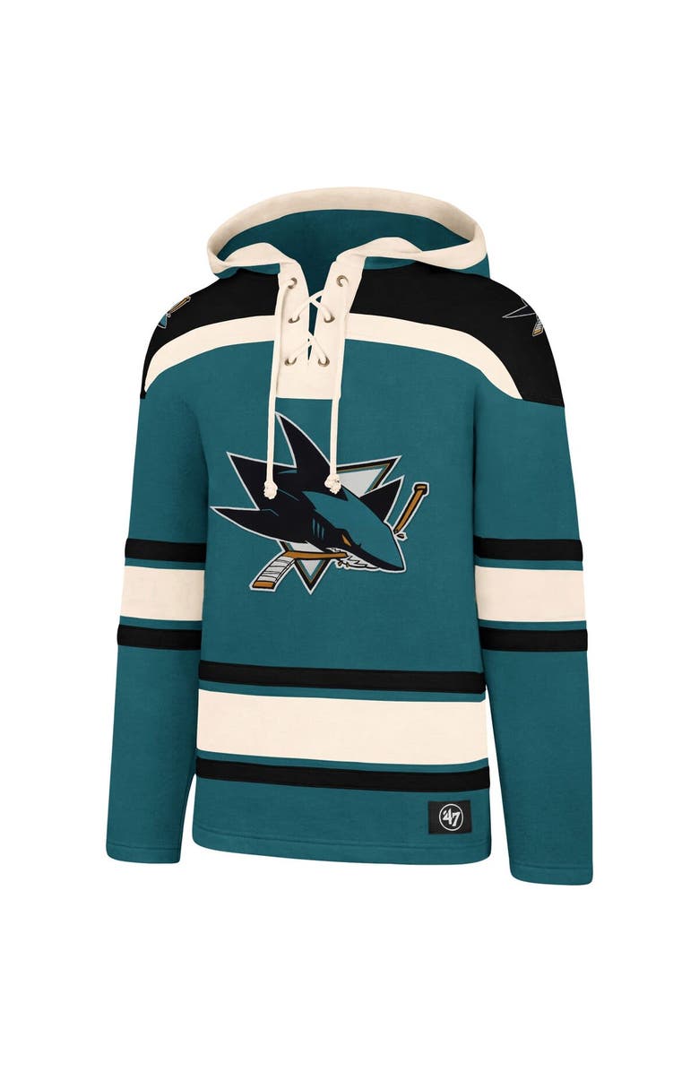 '47 Men's '47 Teal San Jose Sharks Superior Lacer Pullover Hoodie, Alternate, color,