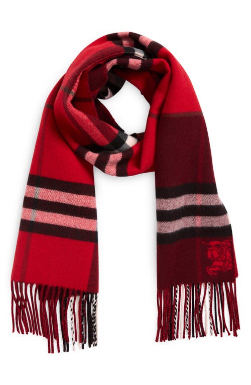Burberry Jacquard Check Double Face Cashmere Fringe Scarf In Gold