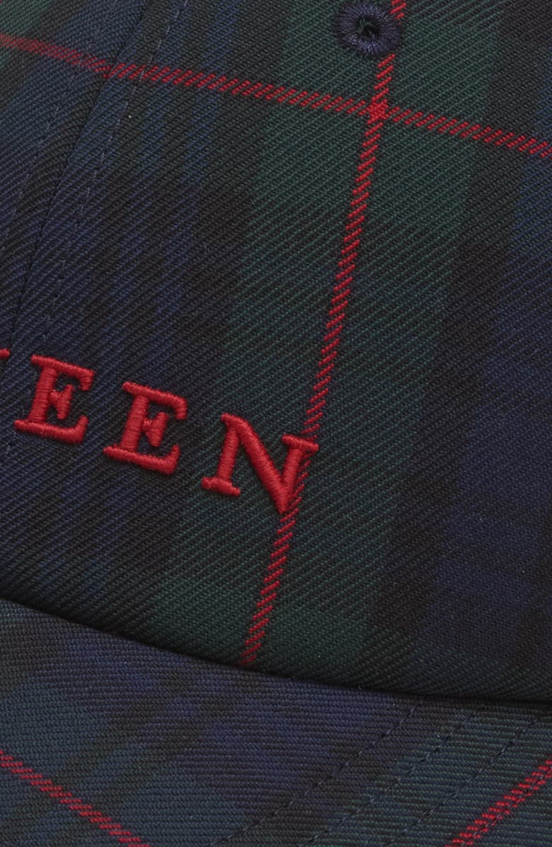 McQueen Plaid Logo Adjustable Baseball Cap, Alternate, color, Navy/ Red