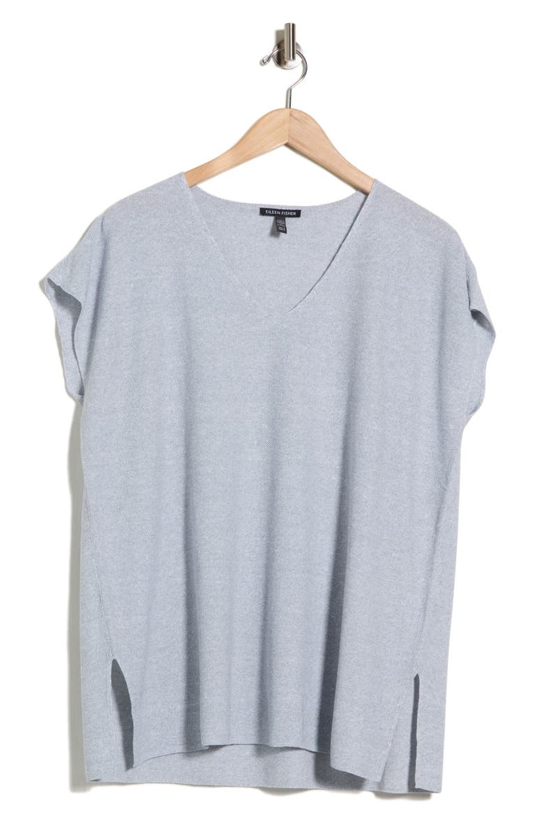 V-Neck Organic Linen & Organic Cotton Blend Sweater Tunic, Alternate, color, GEYSER