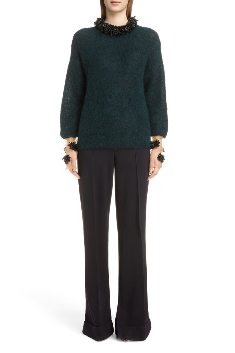 Wide Leg Wool Blend Pants, Alternate, color, NAVY