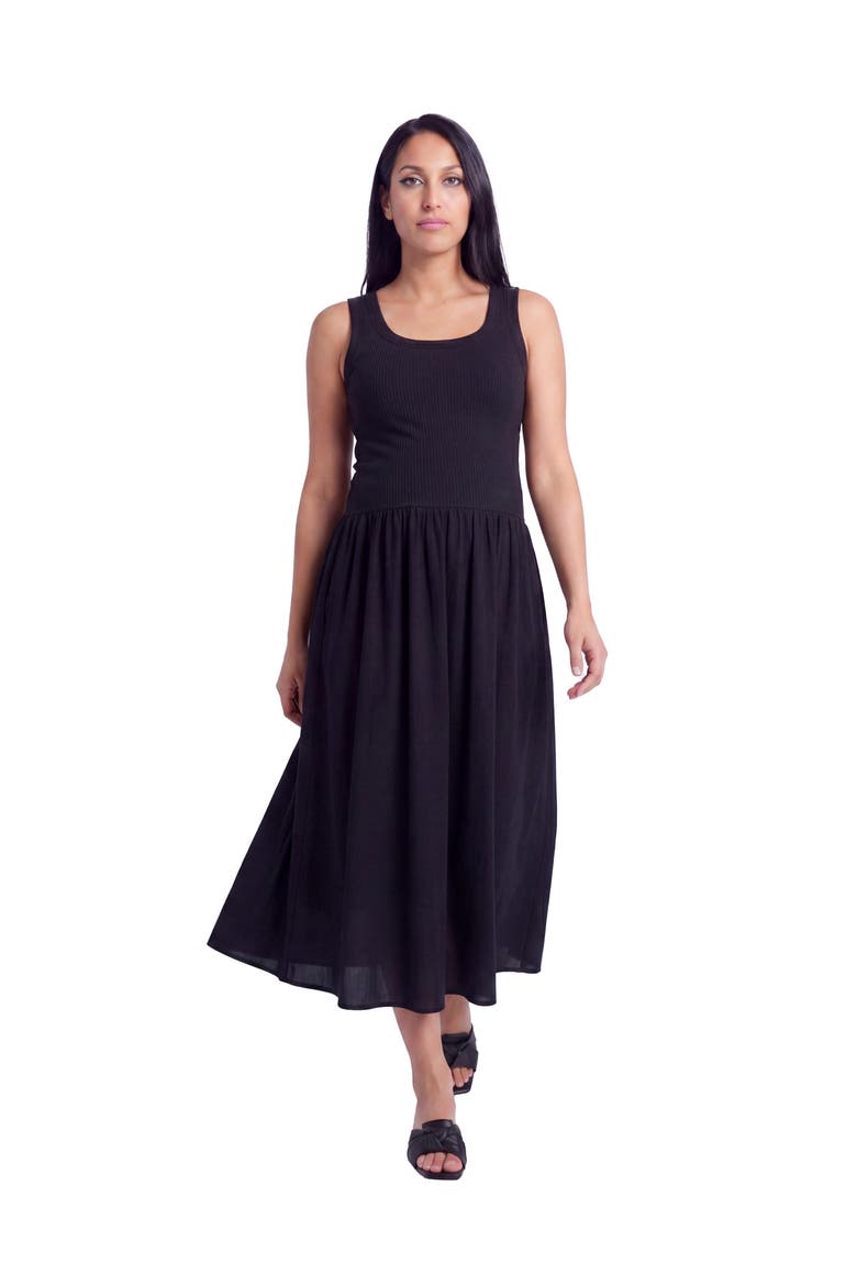 Maternity Essential Sleeveless Scoop Neck A-Line Pocket Maxi Dress, Main, color, Black