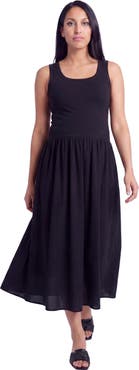24seven Comfort Apparel Maternity Essential Sleeveless Scoop Neck A-Line Pocket Maxi Dress