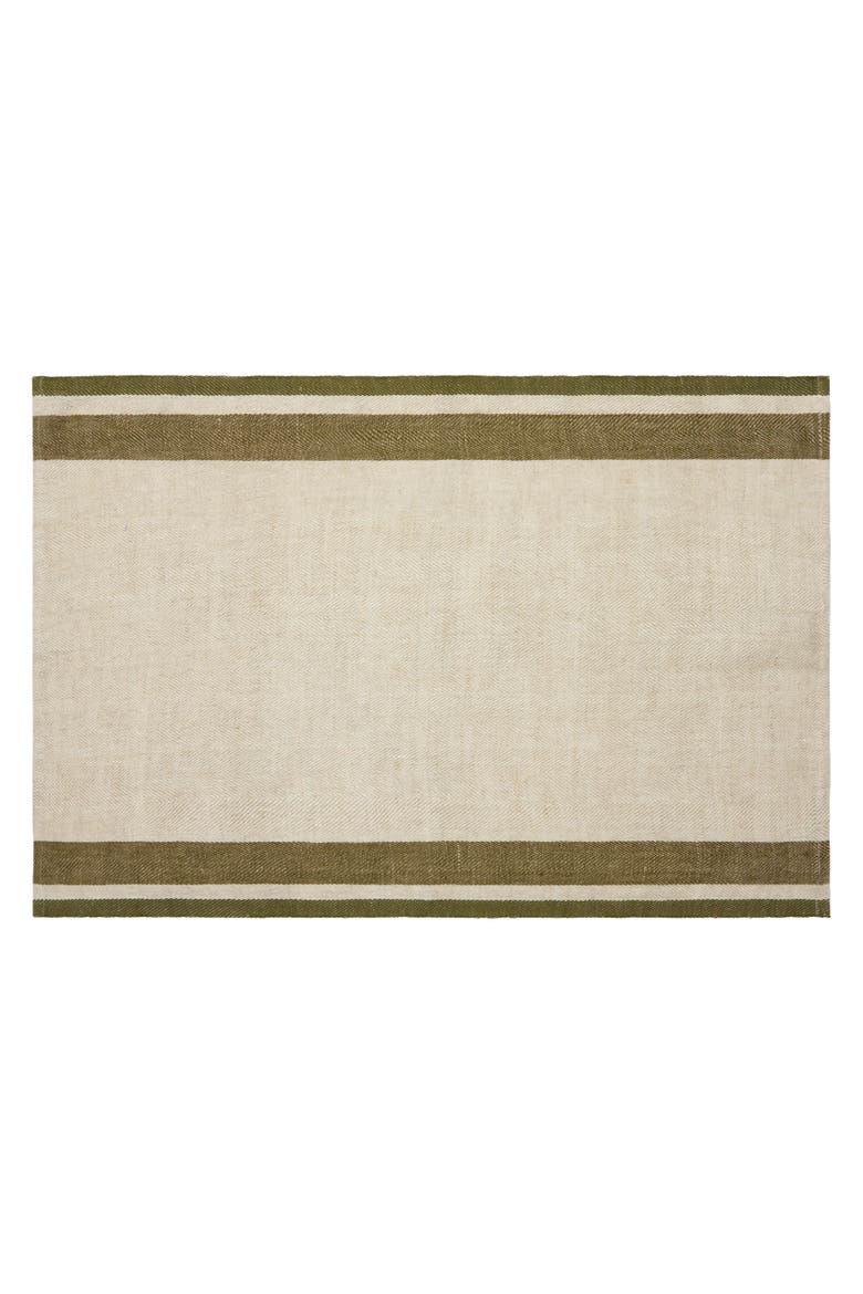 Gordes Tea Towel - Set of 2, Alternate, color, Olive, Natural 20" x 30"