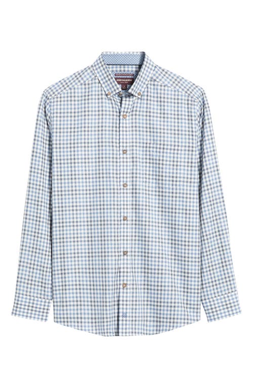 Johnston & Murphy Check Heathered Cotton Button-up Shirt In Blue