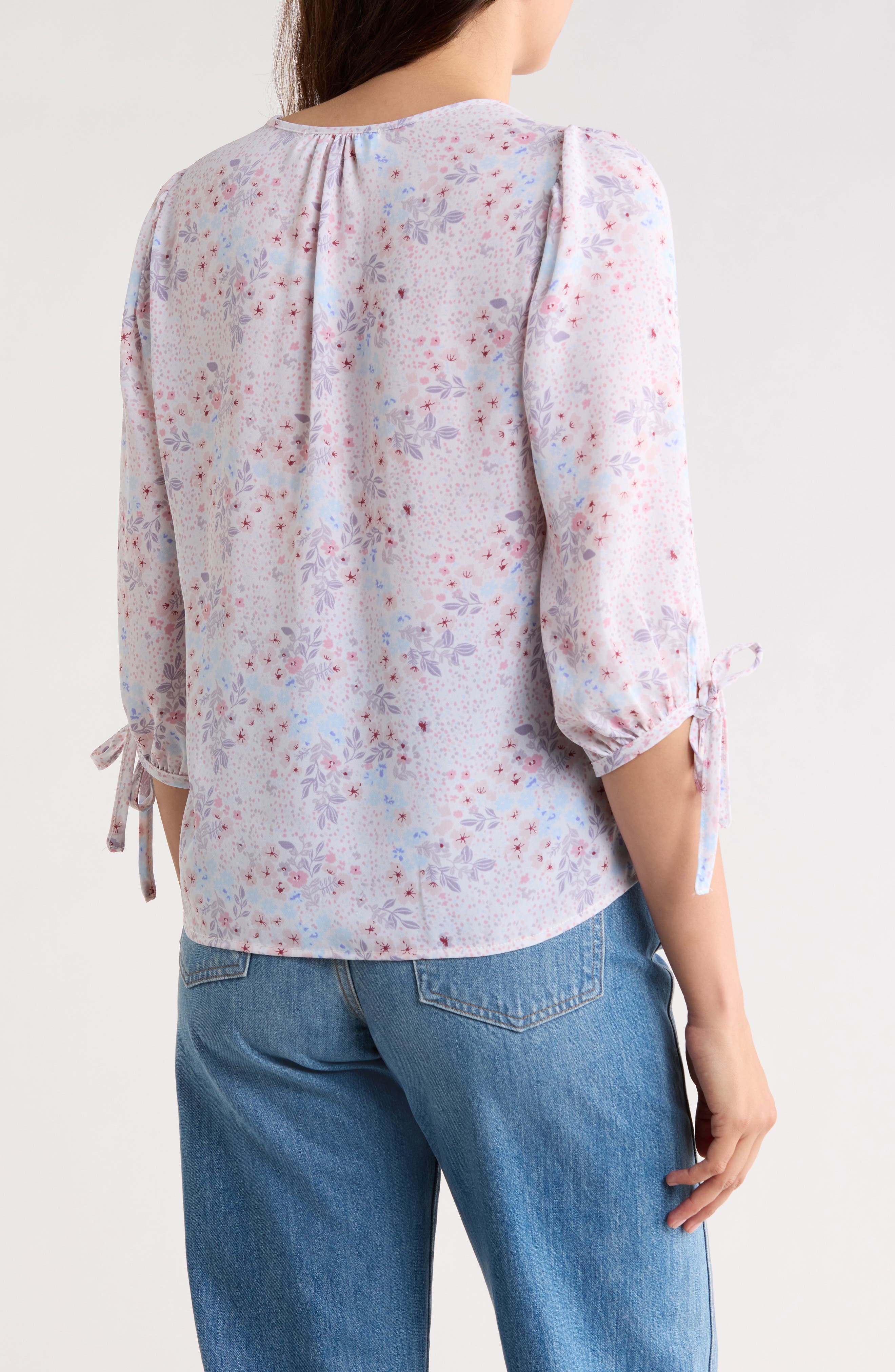 Floral Tie Cuff Top - image 4
