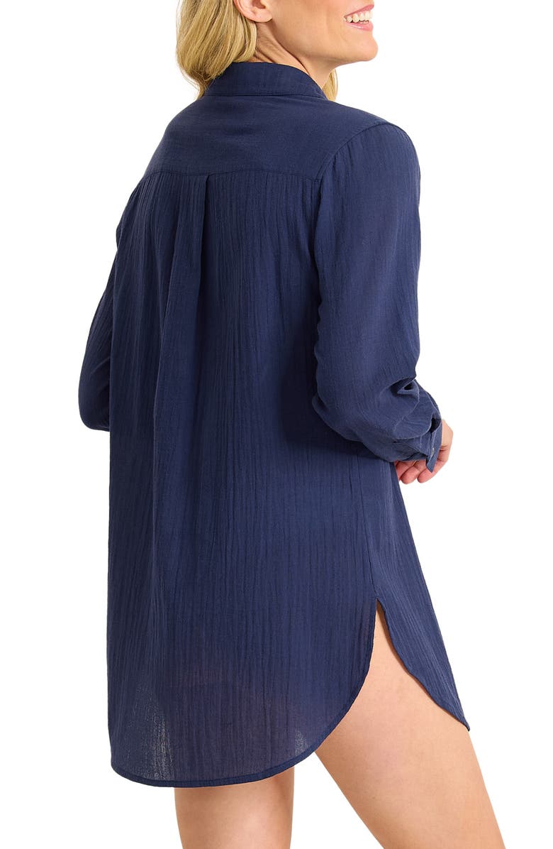 Tommy Bahama Palm Bay Boyfriend Shirt, Alternate, color, Mare Navy