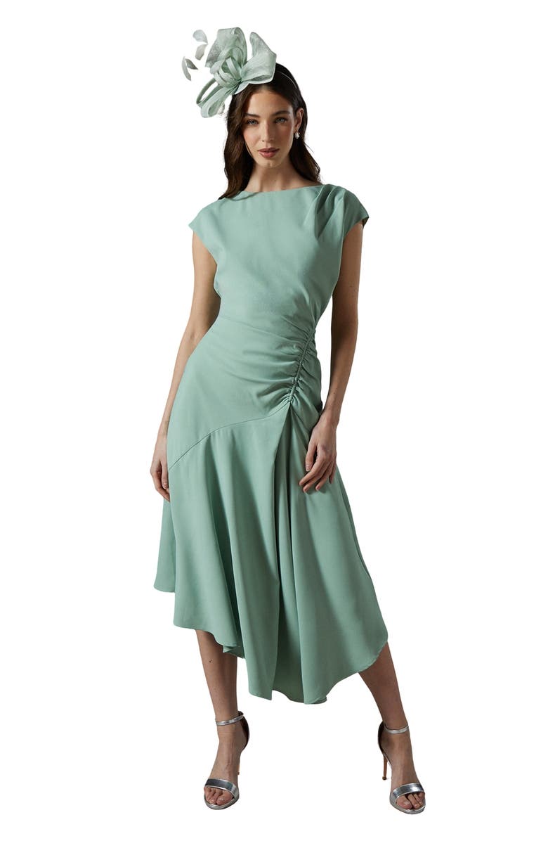 Coast Drape Side Cap Sleeve Midi Dress, Main, color, Sage
