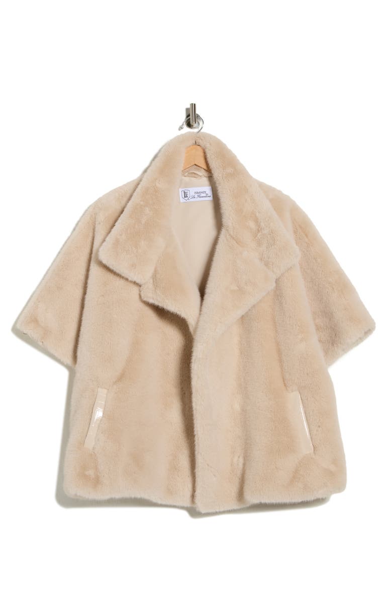 La Fiorentina Faux Fur Cape, Alternate, color, Beige
