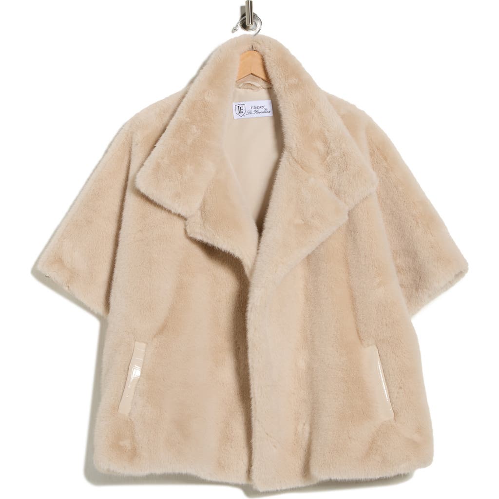 La Fiorentina Faux Fur Cape In Sand