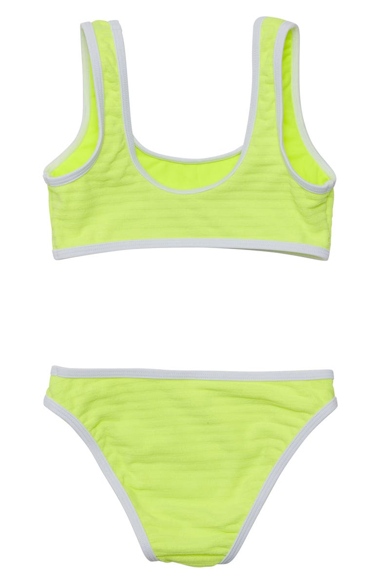 Snapper Rock Kids' Citron Zest Terry Jacquard Two-Piece Swimsuit, Alternate, color, 