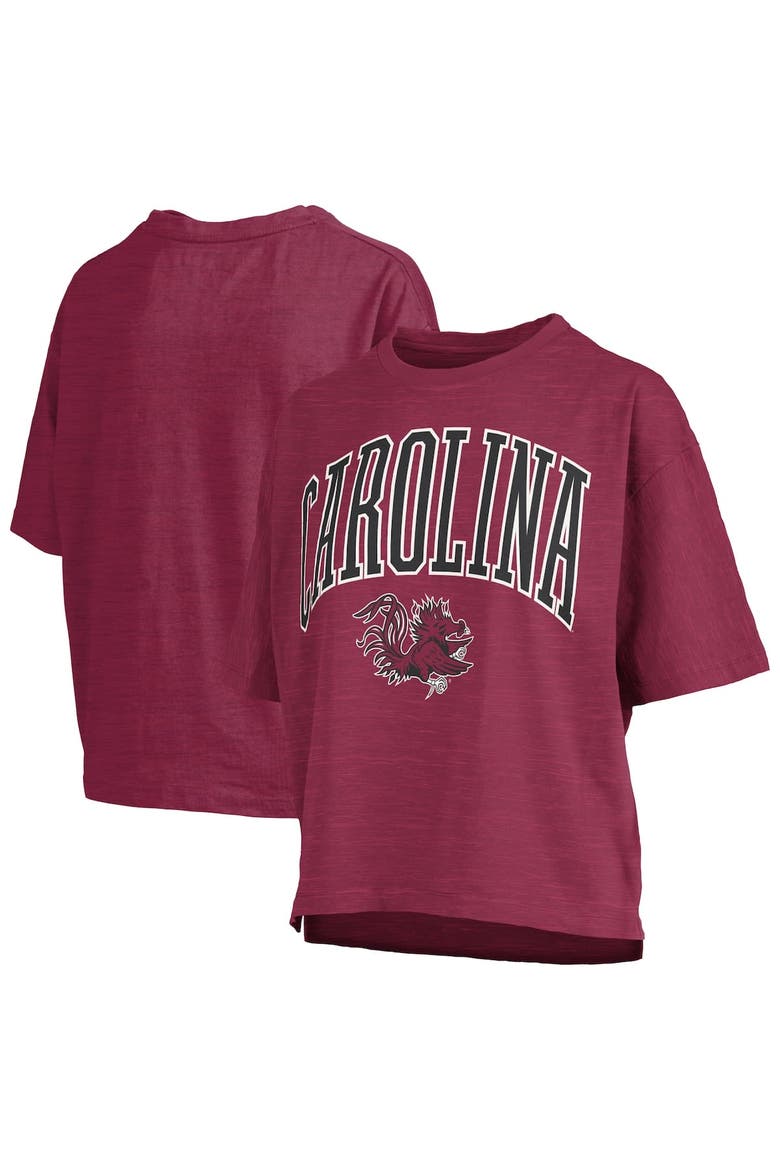 Women's Pressbox Garnet South Carolina Gamecocks Nelson Arch Over Logo Waist Length Oversized Slub T-Shirt, Alternate, color, Garnet
