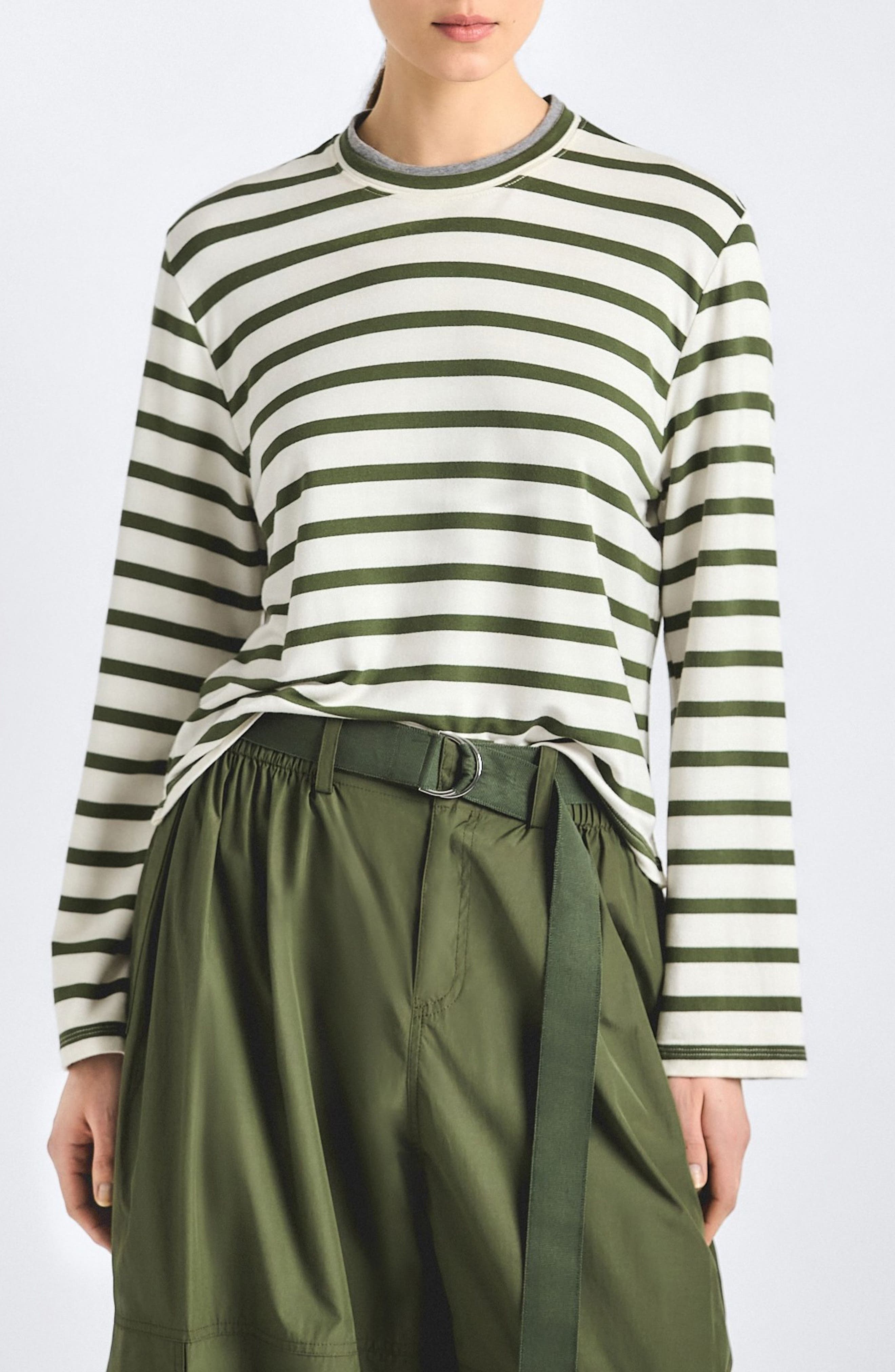 Derek Lam 10 Crosby Myrtha Stripe Jersey Top In Multi