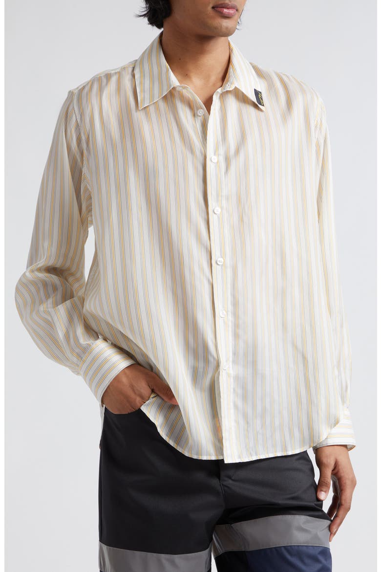Classic Stripe Button-Up Shirt, Main, color, YELLOW/ WHITE STRIPE