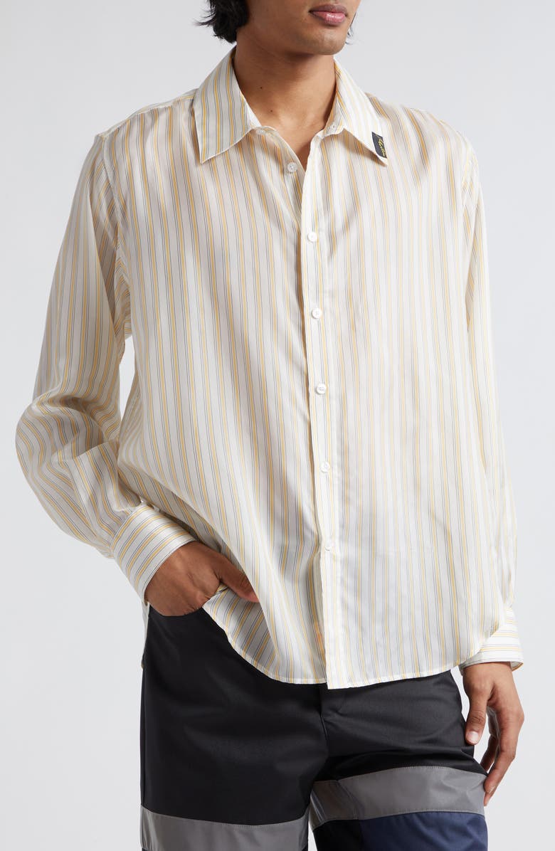 Martine Rose Classic Stripe Button-Up Shirt, Main, color, 