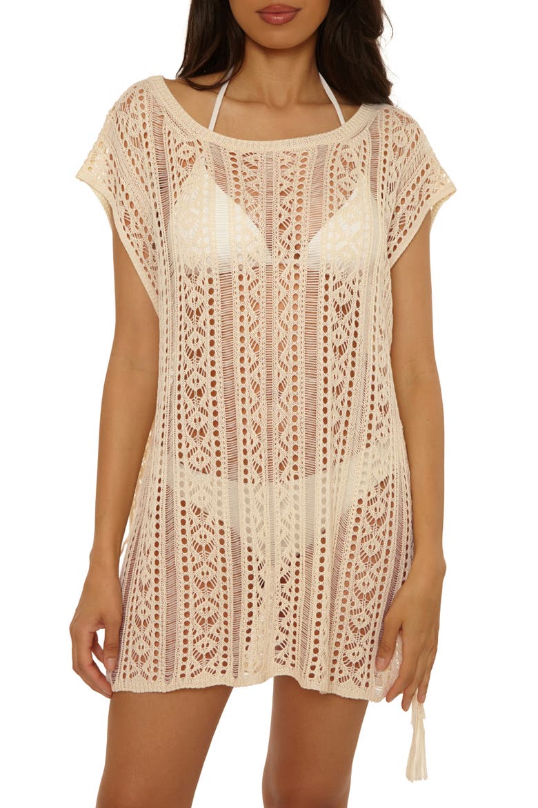 Boho Bliss Sheer Cover-Up Tunic, Main, color, NATURAL
