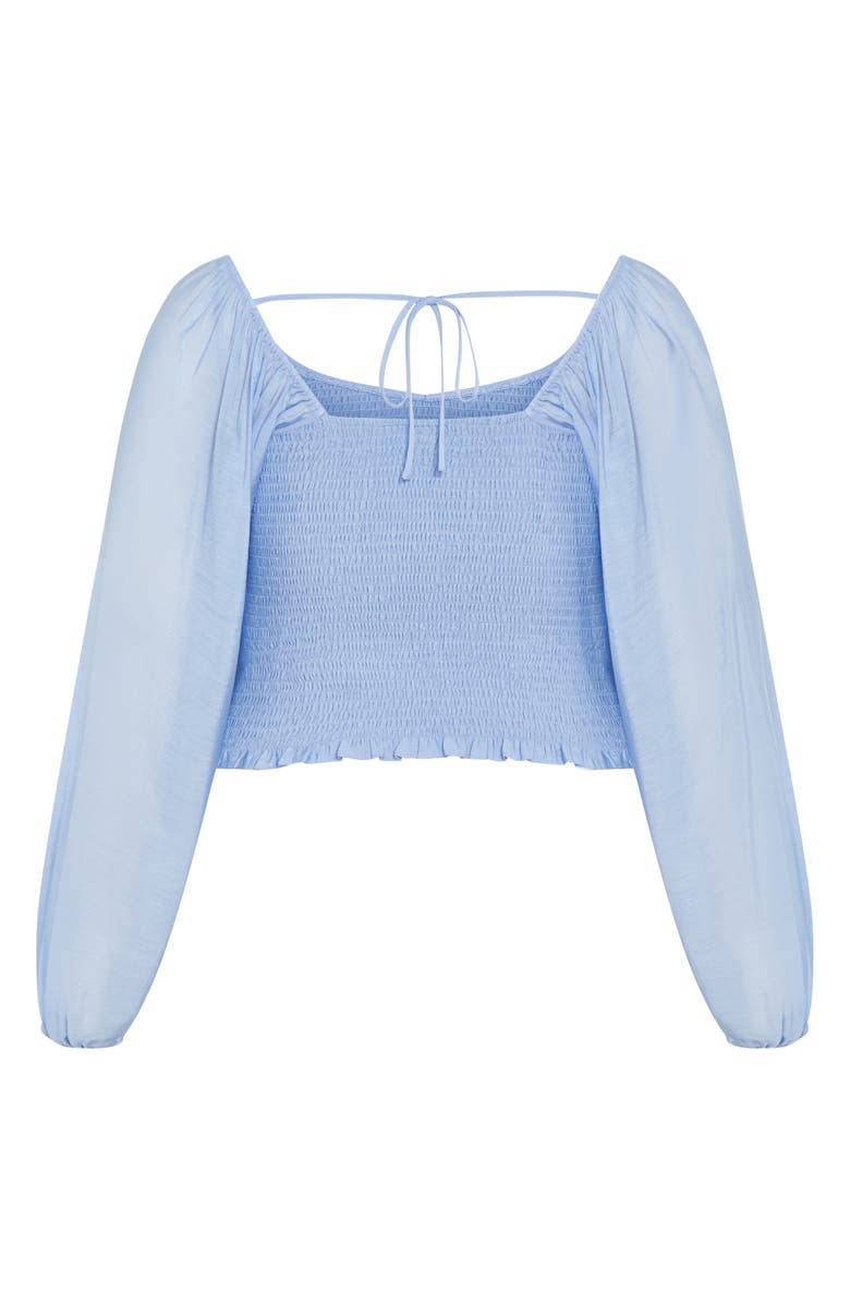 City Chic Rowy Smocked Balloon Sleeve Top, Alternate, color,