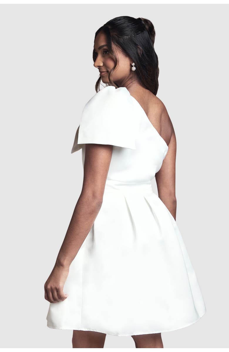 Coast One Shoulder Bow Bridal Mini Dress, Alternate, color, Ivory