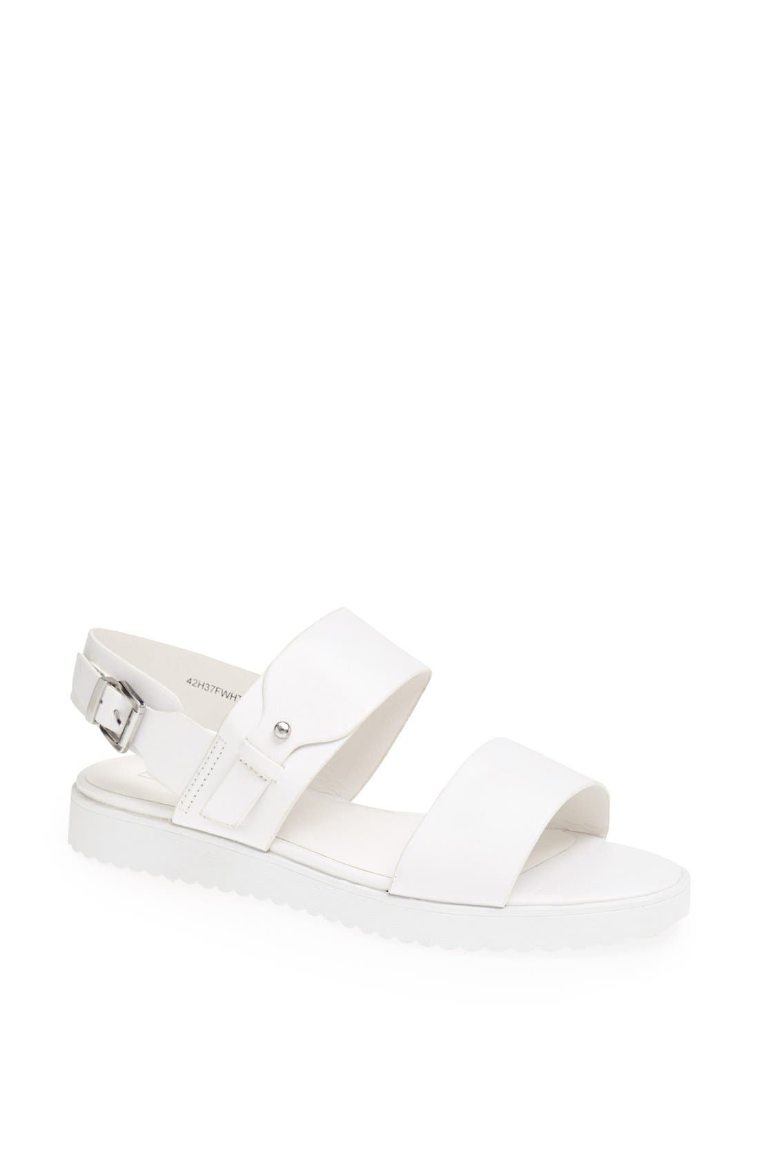 'Hydrate' Faux Leather Sandals, Main, color, WHITE