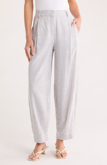 Stripe Ankle Barrel Leg Pants