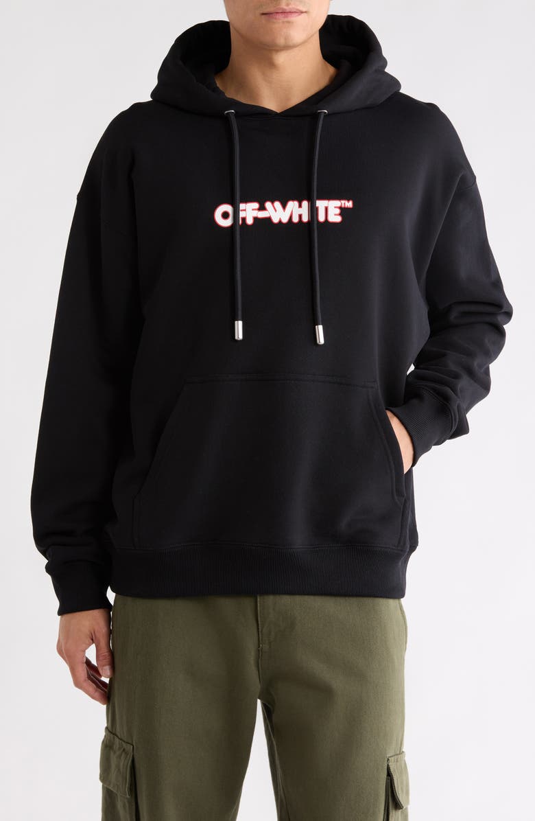 Off-White Round Logo Skate Cotton Graphic Hoodie, Main, color, Black-White