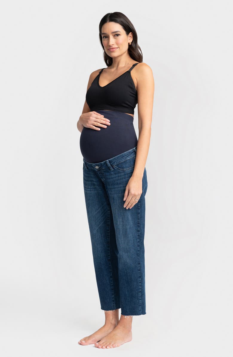 Seraphine Over The Belly Raw Hem Tapered Leg Maternity Jeans, Alternate, color, 