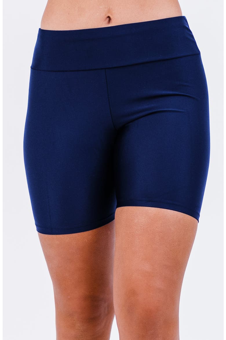 Mid-Thigh Swim Shorts, Main, color, Navy