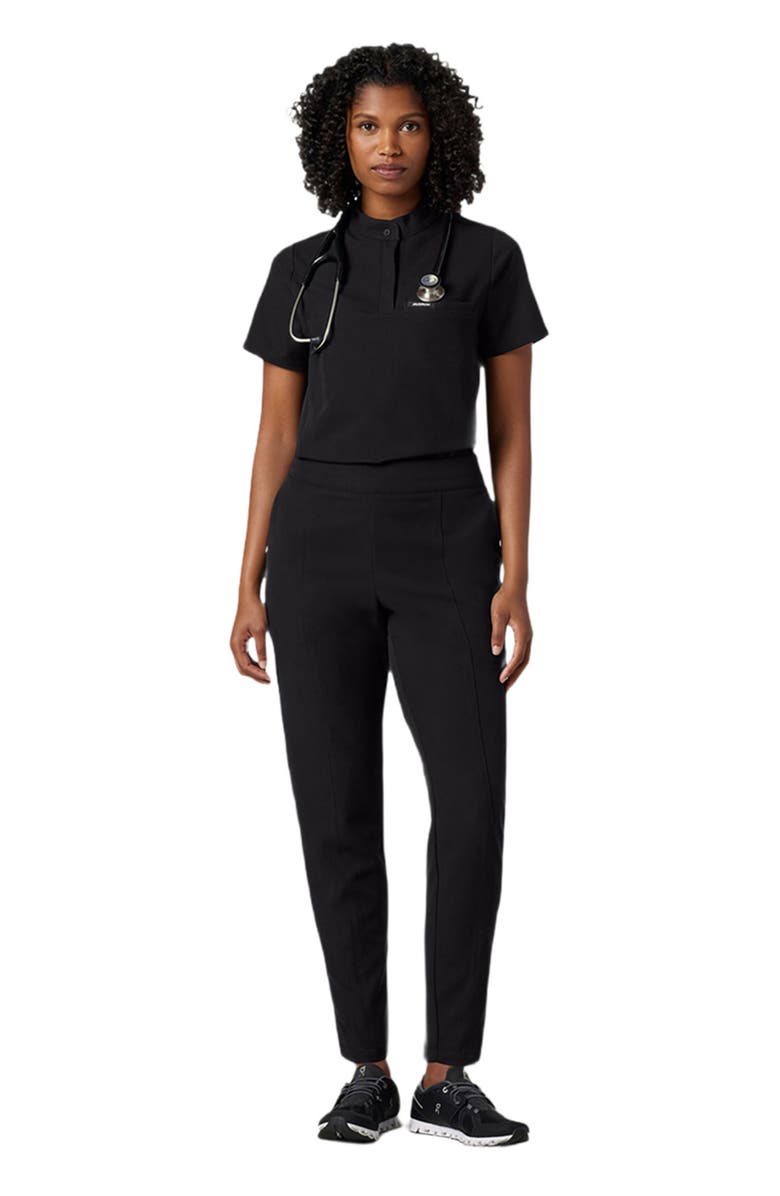 JAANUU Savi Women's 1-Pocket Classic Banded Collar Scrub Top, Alternate, color, Black