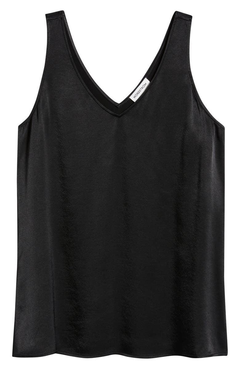 Nordstrom Satin Shell Top, Alternate, color, Black