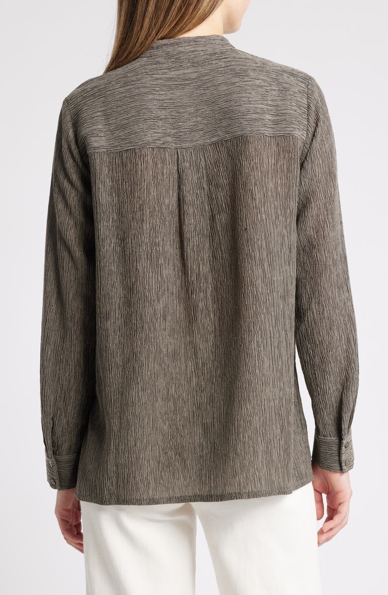 Eileen Fisher Crinkled Band Collar Button-Up Shirt, Alternate, color, 