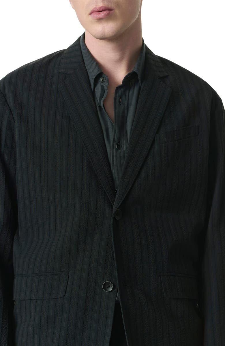 rag & bone Shift Classic Fit Textured Stripe Cotton & Silk Seersucker Sport Coat, Alternate, color, Black
