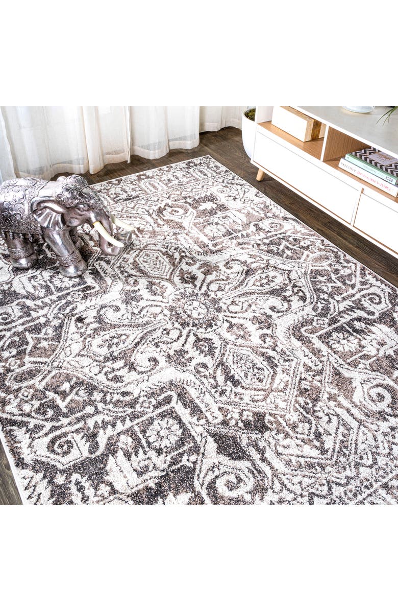 JONATHAN Y Scala Grand Medallion Ornate Area Rug, Alternate, color, Brown/Ivory