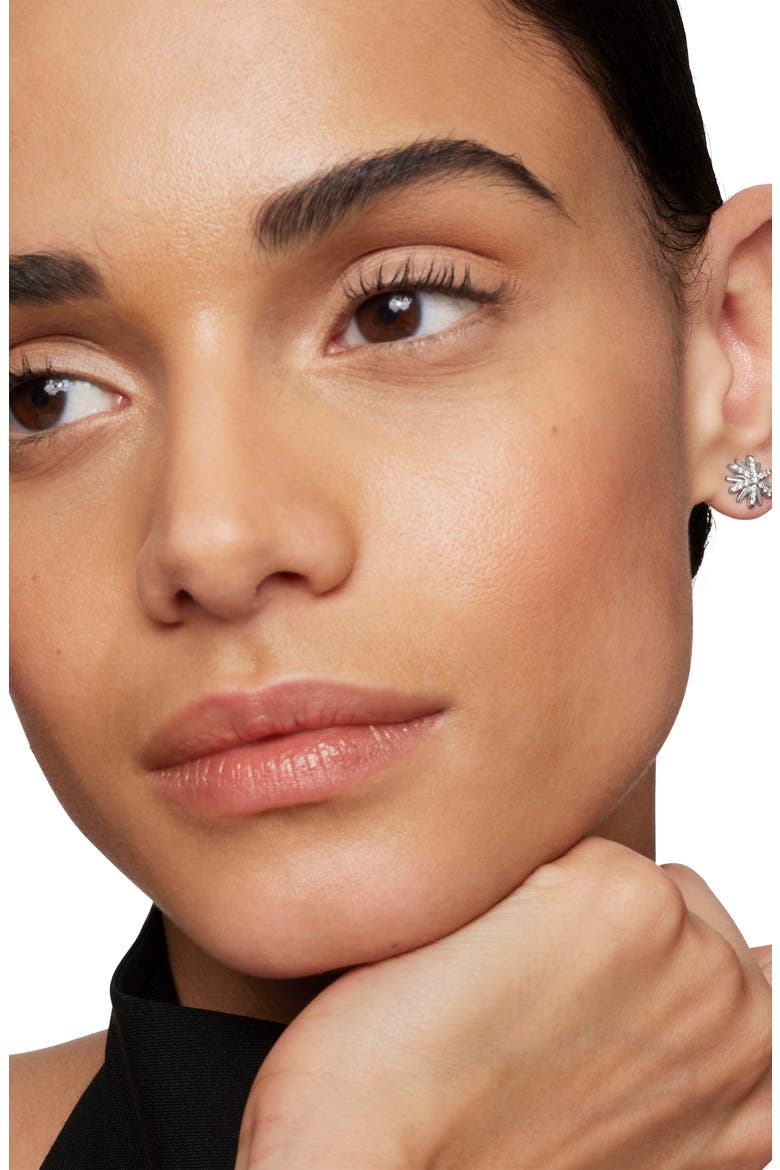 Petite Starburst Stud Earrings with Pavé Diamonds, Alternate, color, DIAMOND/ SILVER