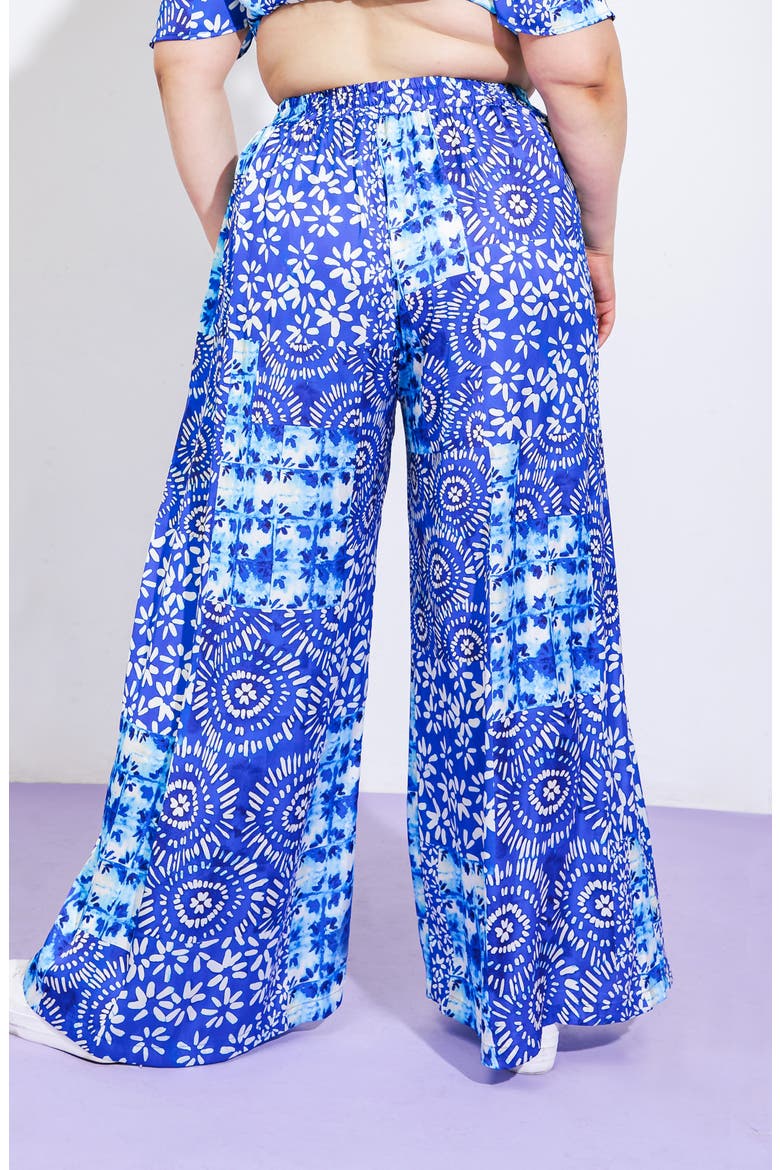 Print Woven Satin Pants, Alternate, color, BLUE