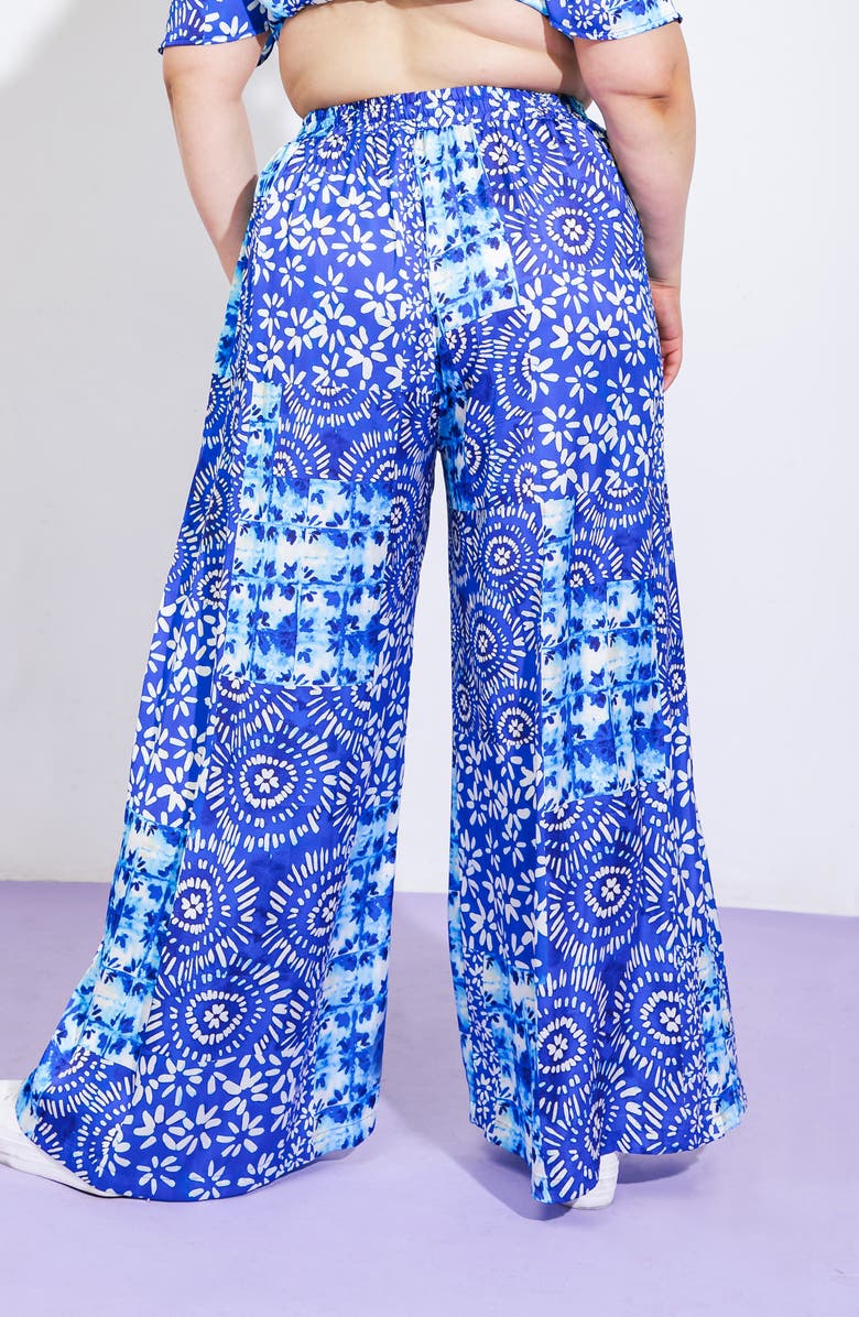 FLYING TOMATO Print Woven Satin Pants, Alternate, color, Blue