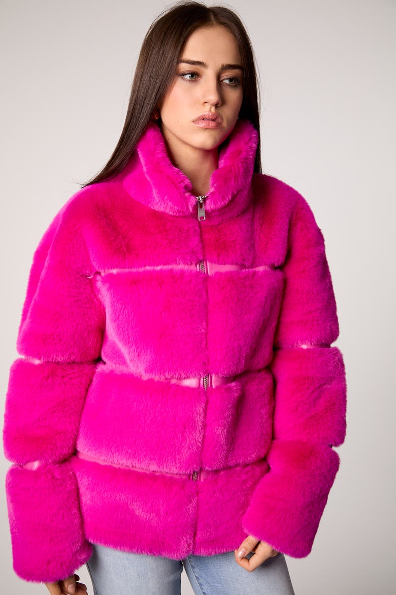 Mob Wife UnReal Leather Fur Jacket, Alternate, color, Hot Pink