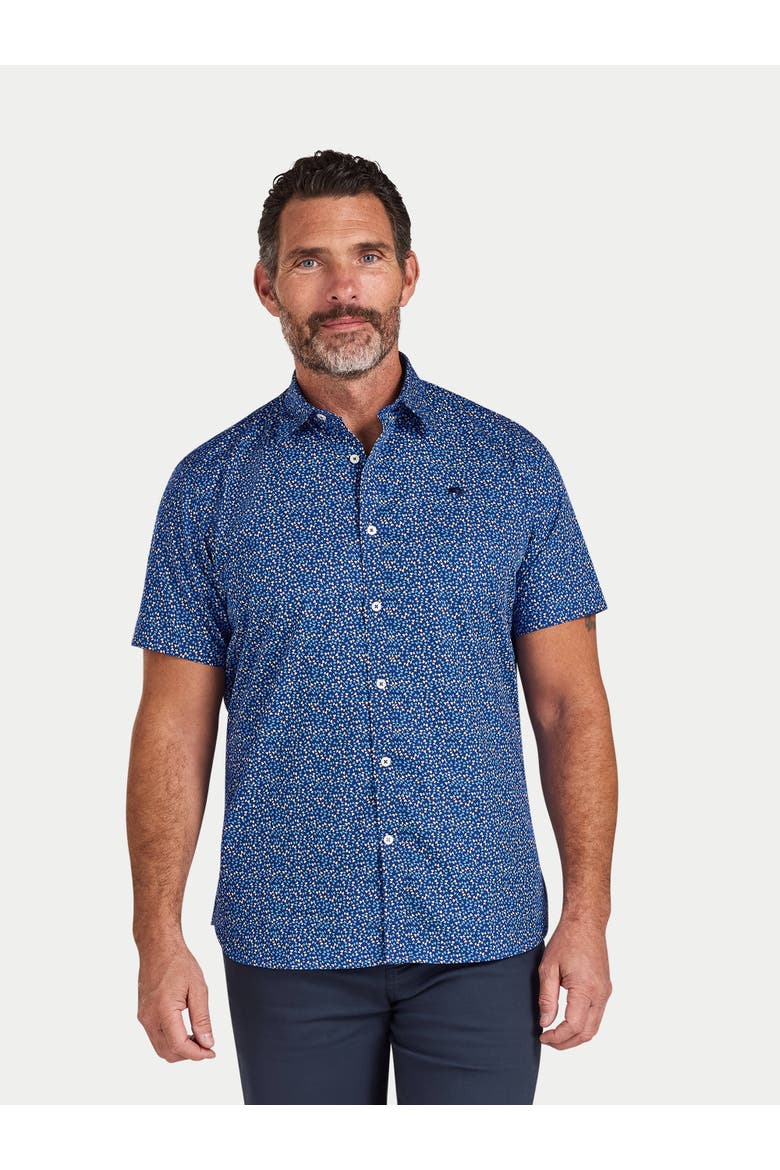Short Sleeve Flower Bud Shirt, Main, color, Navy