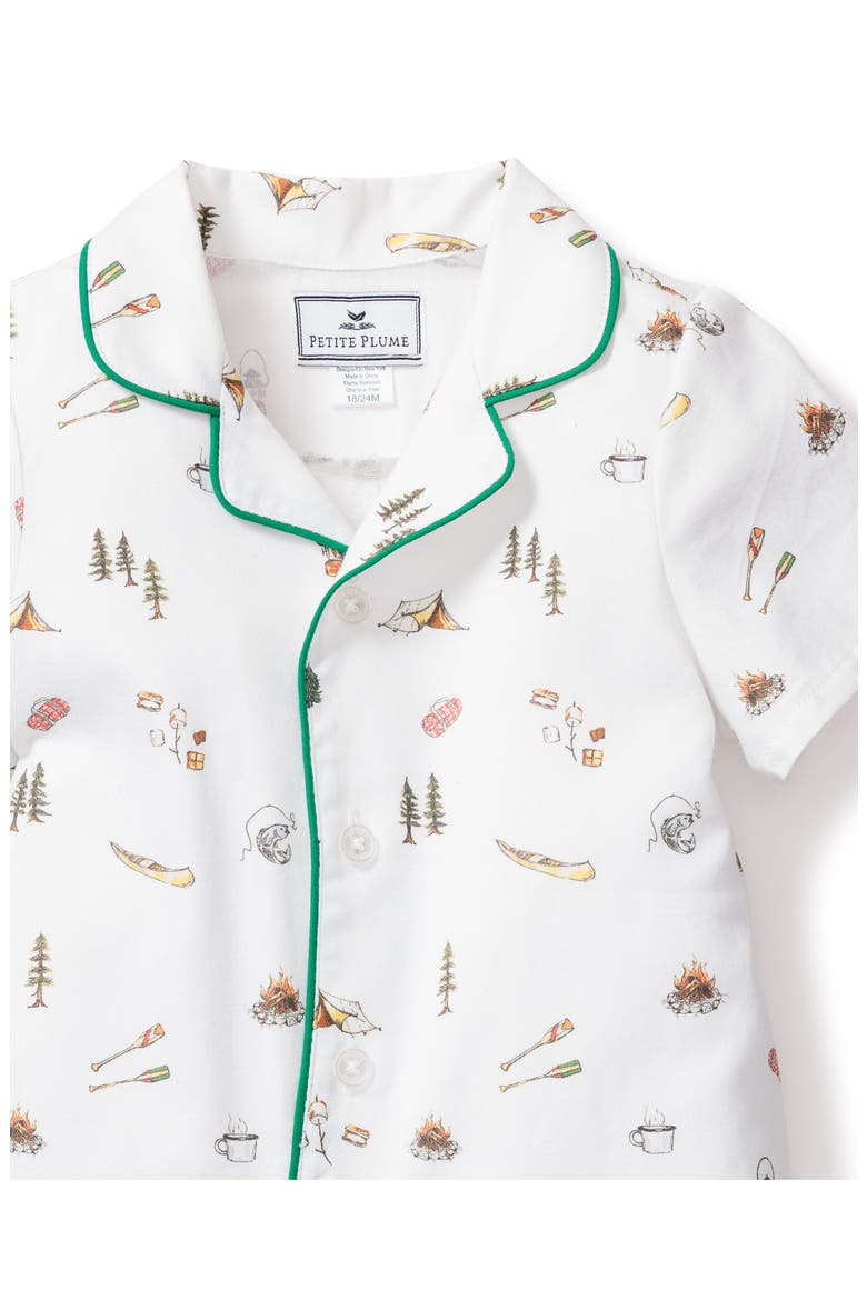Piped Cotton Blend One-Piece Pajamas, Alternate, color, WHITE