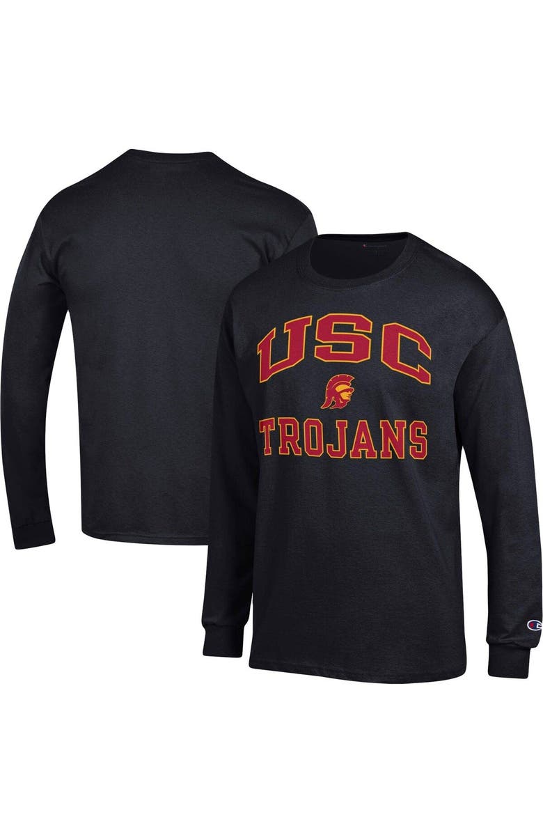 Champion Men's Champion Black USC Trojans High Motor Long Sleeve T-Shirt, Main, color, 