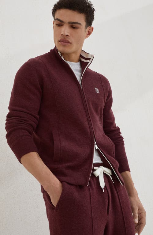 Brunello Cucinelli High-neck Zip-up Cardigan In Red