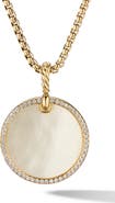 David Yurman Elements 18K Gold Disc Pendant with Pavé Diamond Rim