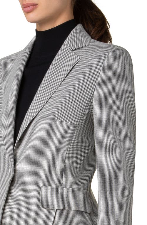 Akris Punto Micro Houndstooth Single Breasted Jersey Blazer In Cream-black