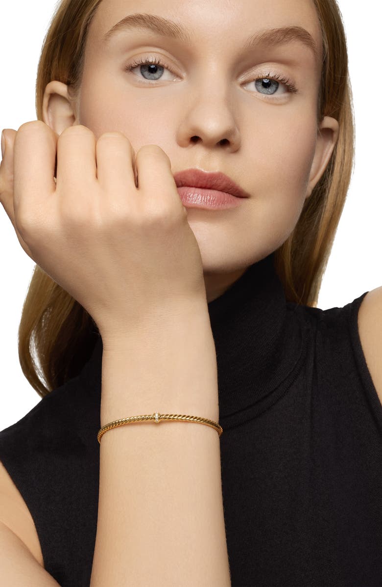 David Yurman Renaissance Center Station Bracelet with Diamonds in 18K Gold, 3mm, Alternate, color, Gold/ Diamond
