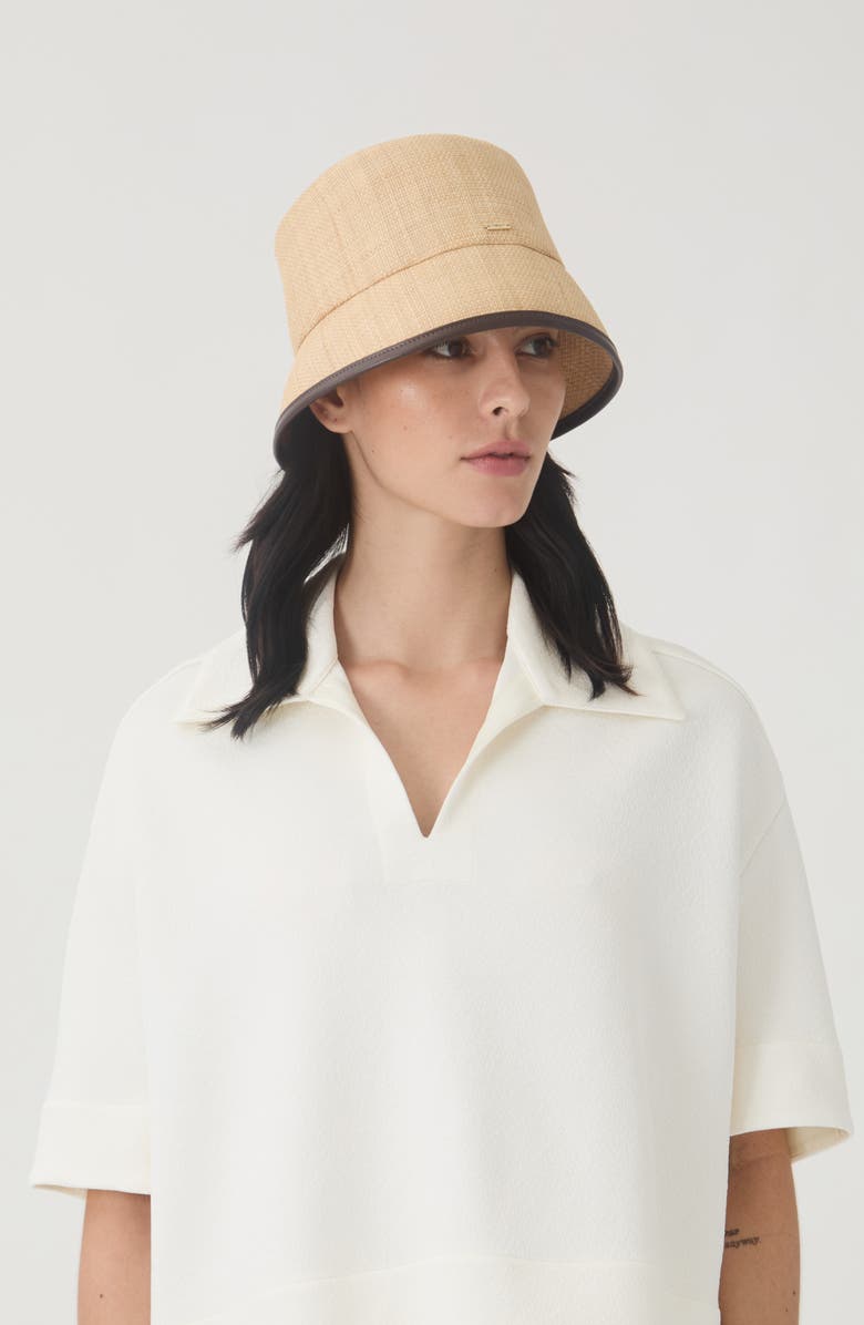 Eugenia Kim Yuki UPF 50+ Packable Raffia Bucket Hat, Alternate, color, Natural