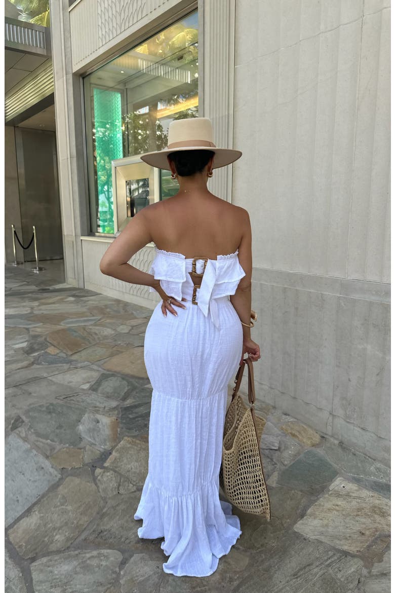 By the Sea Strapless Crop Top & Maxi Skirt Set, Alternate, color, WHITE